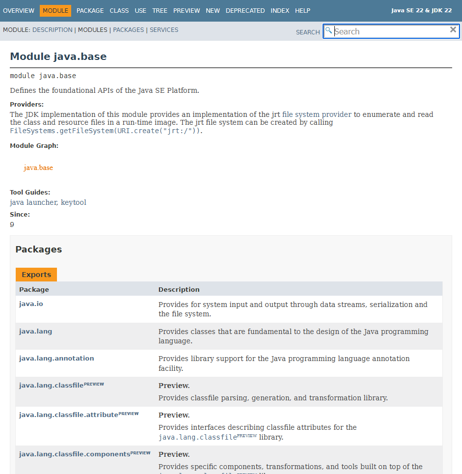 java.base doc page