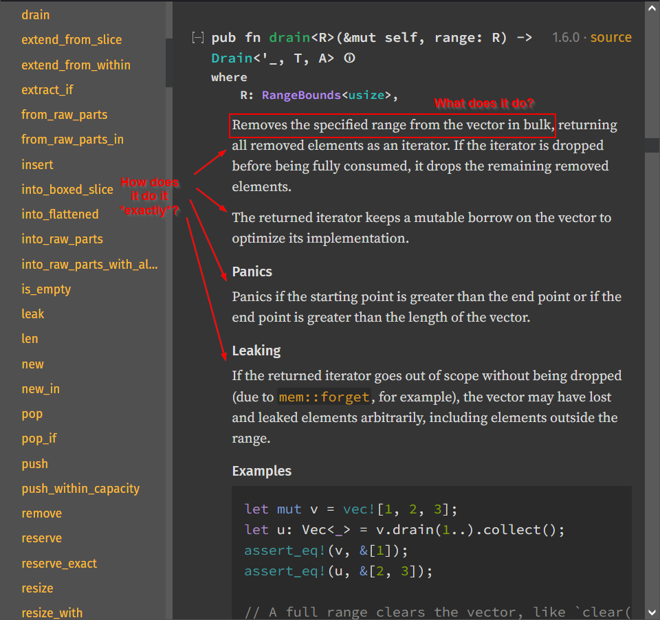 vec.drain documentation